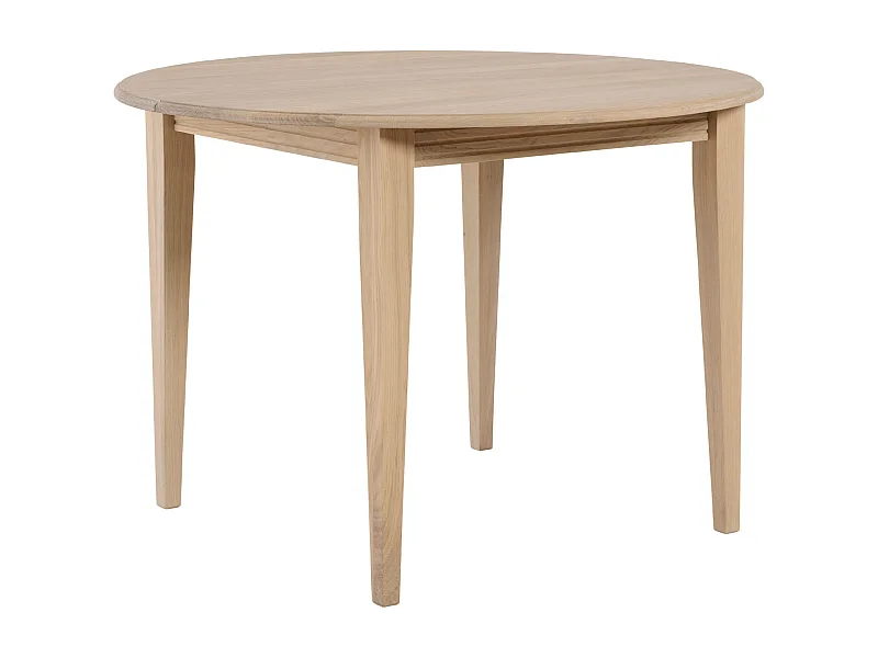 Table ronde extensible chêne blanchi 4/6 places D105 pieds fuseau - VICTORIA