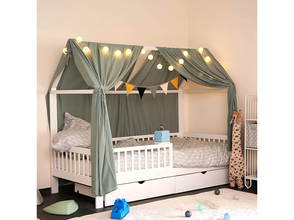 Home Deluxe Lit d'enfant STERNENLAND Blanc Avec tiroirs