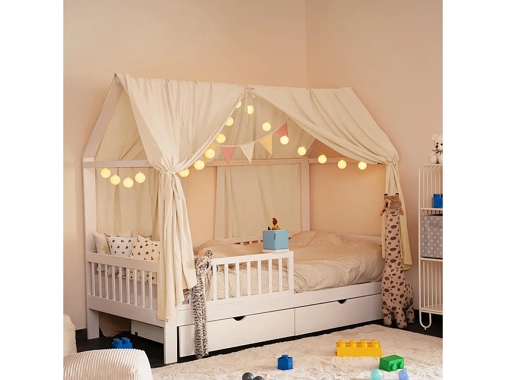 Home Deluxe Lit d'enfant STERNENLAND Blanc Avec tiroirs