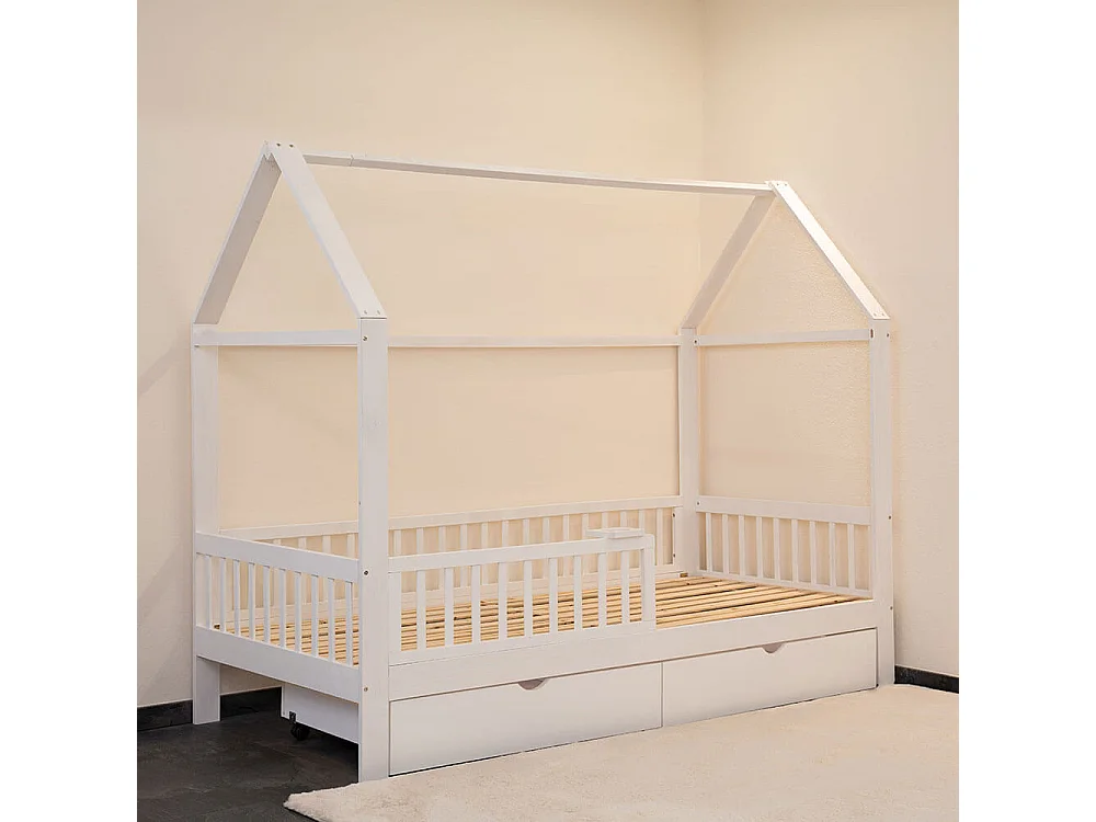 Home Deluxe Lit d'enfant STERNENLAND Blanc Avec tiroirs