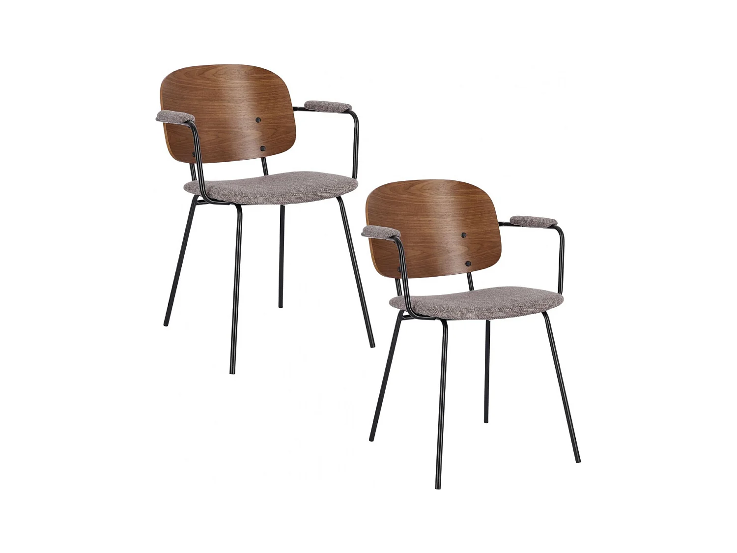 Chaises de salle à manger à accoudoirs bois et tissu (lot de 2) - JADE