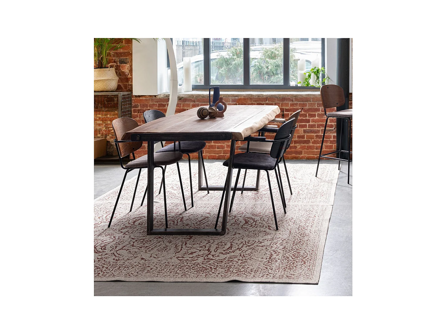 Chaises de salle à manger à accoudoirs bois et tissu (lot de 2) - JADE