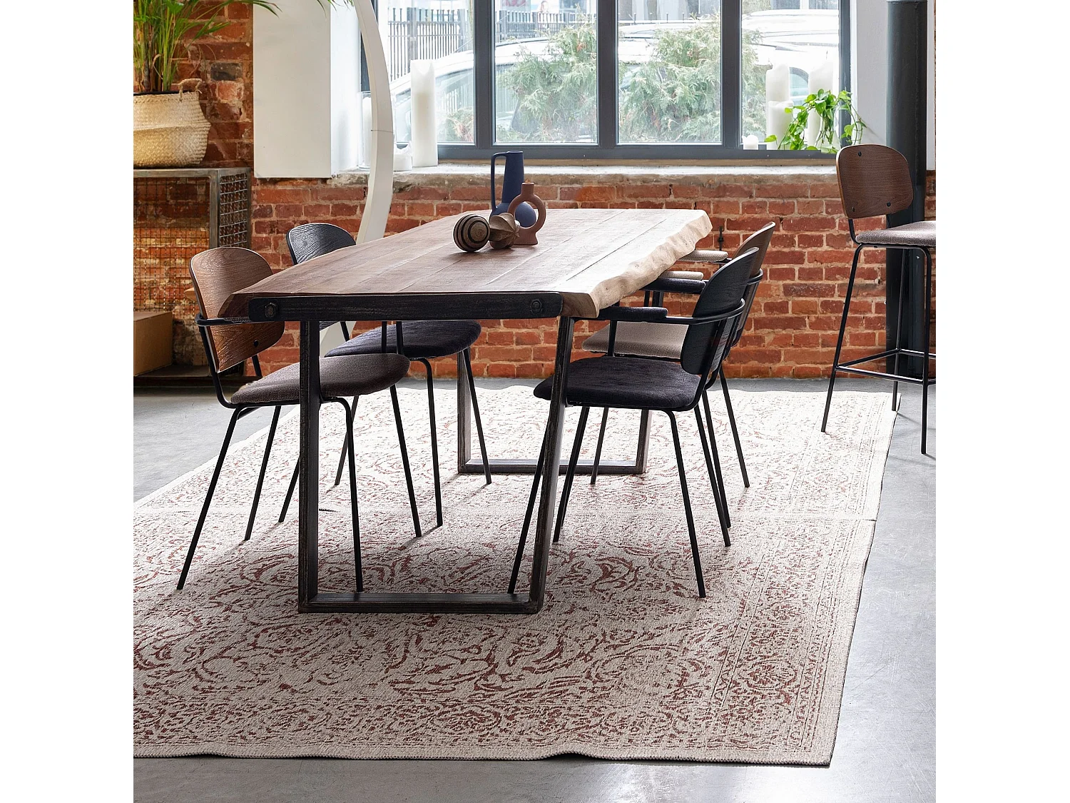 Chaises de salle à manger à accoudoirs bois et tissu (lot de 2) - JADE