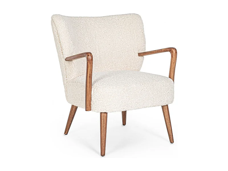 Fauteuil crapaud à accoudoirs en tissu peluche - JIM