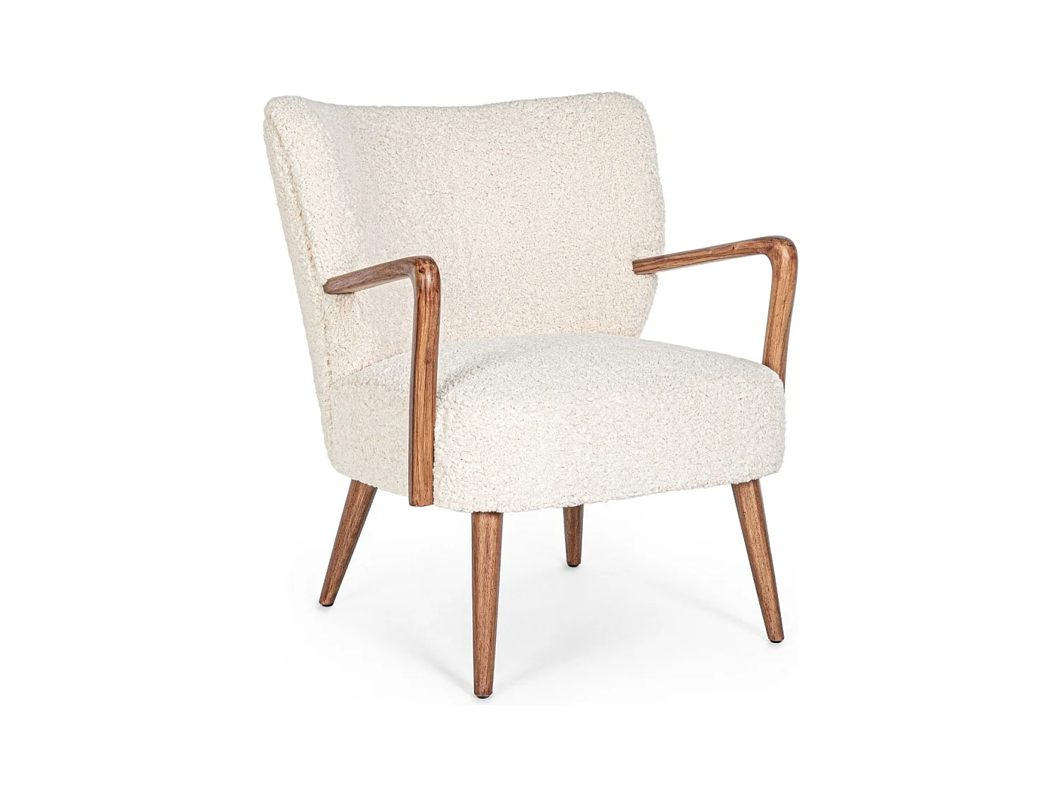 Fauteuil crapaud à accoudoirs en tissu peluche - JIM