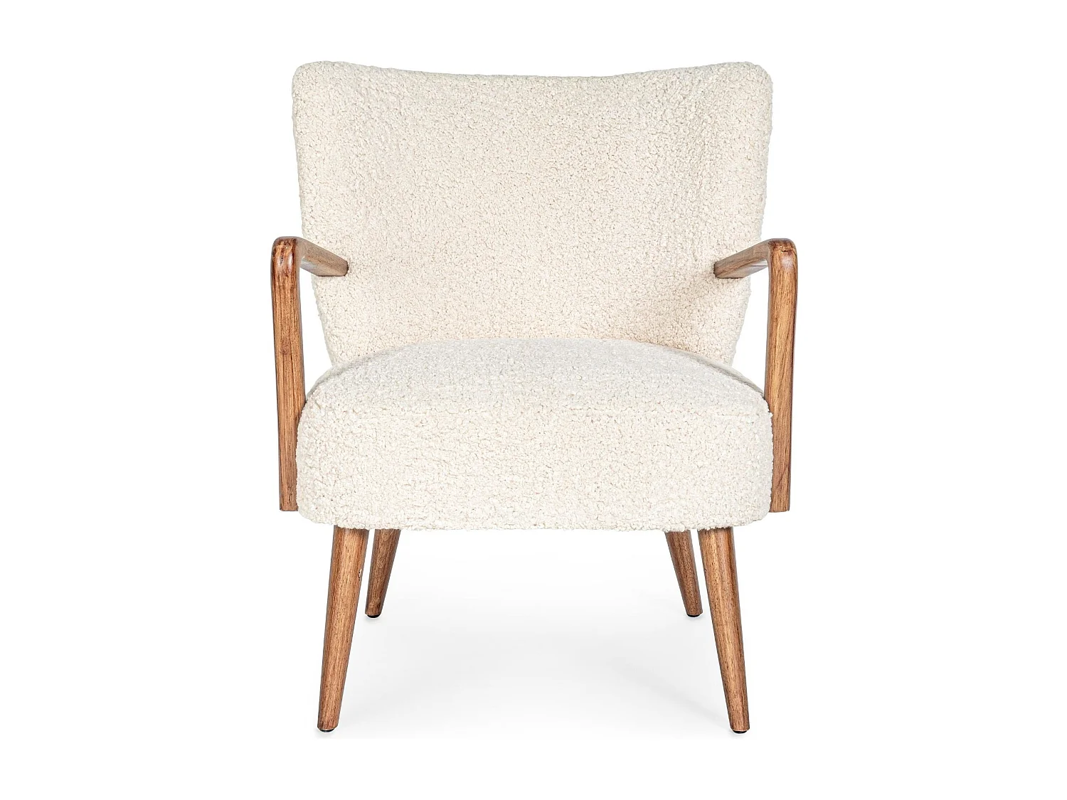 Fauteuil crapaud à accoudoirs en tissu peluche - JIM