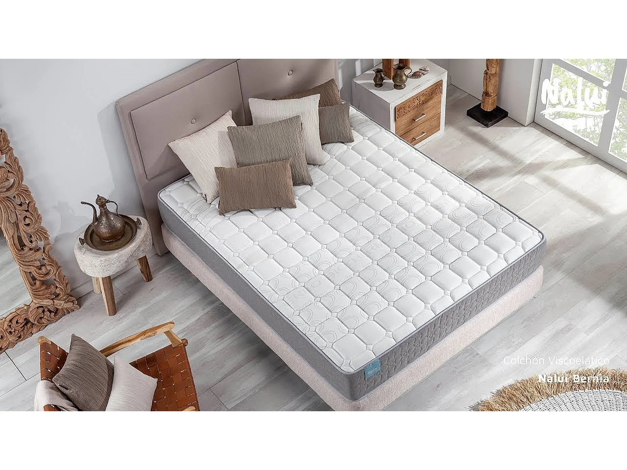 Colchón Viscoelástico 80x190 altura:21cm Bernia Blanco - Nalui