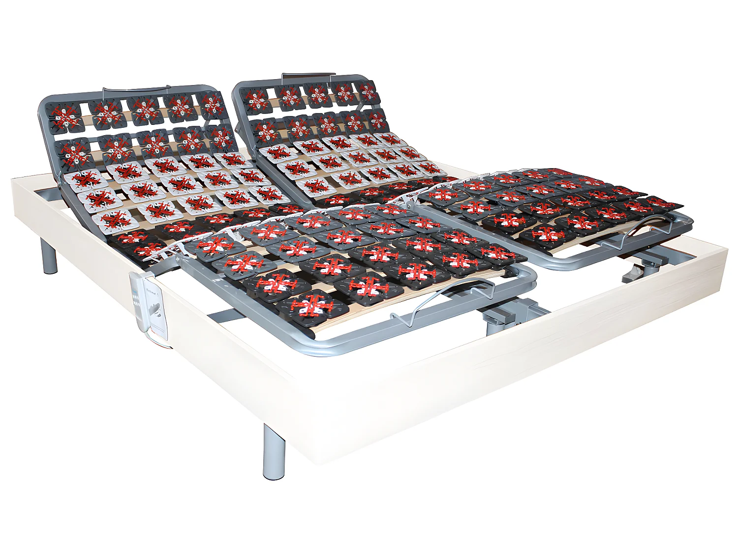 Relaxbett elektrisch - Matratzen mit oberem Teil aus Latex - 2 x 80 x 200 cm - Weiß - ETHER von DREAMEA