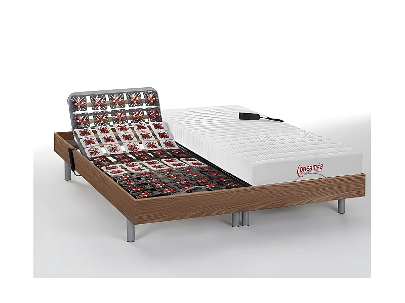Cama elétrica articulada com terminais e colchão acolhimento látex 2 x 70 x 190 cm natural claro - ETHER da DREAMEA