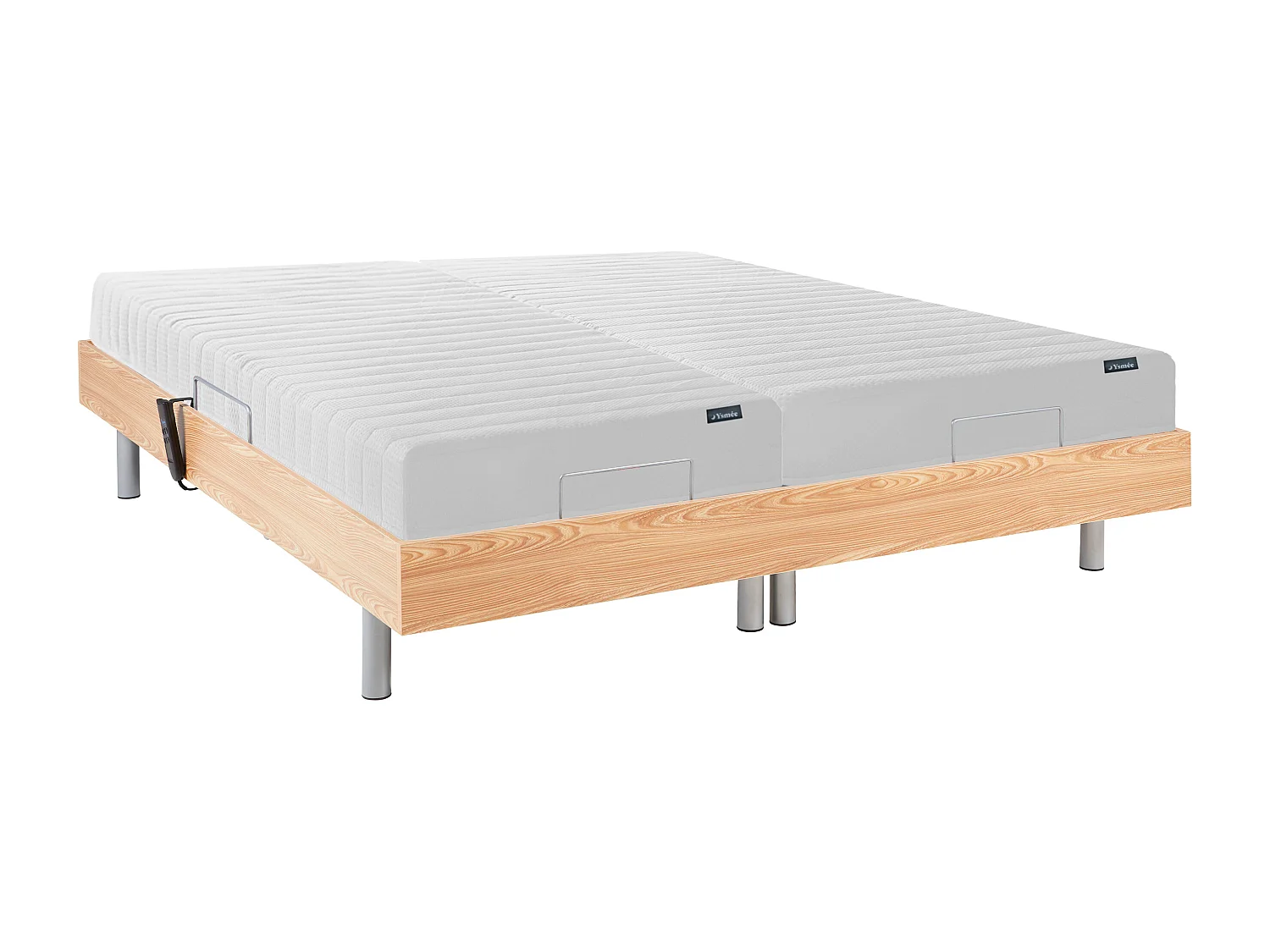 Elektrisch relaxbed met latex matras - 2 x 70 x 190 cm - Licht naturel - ETHER van DREAMEA