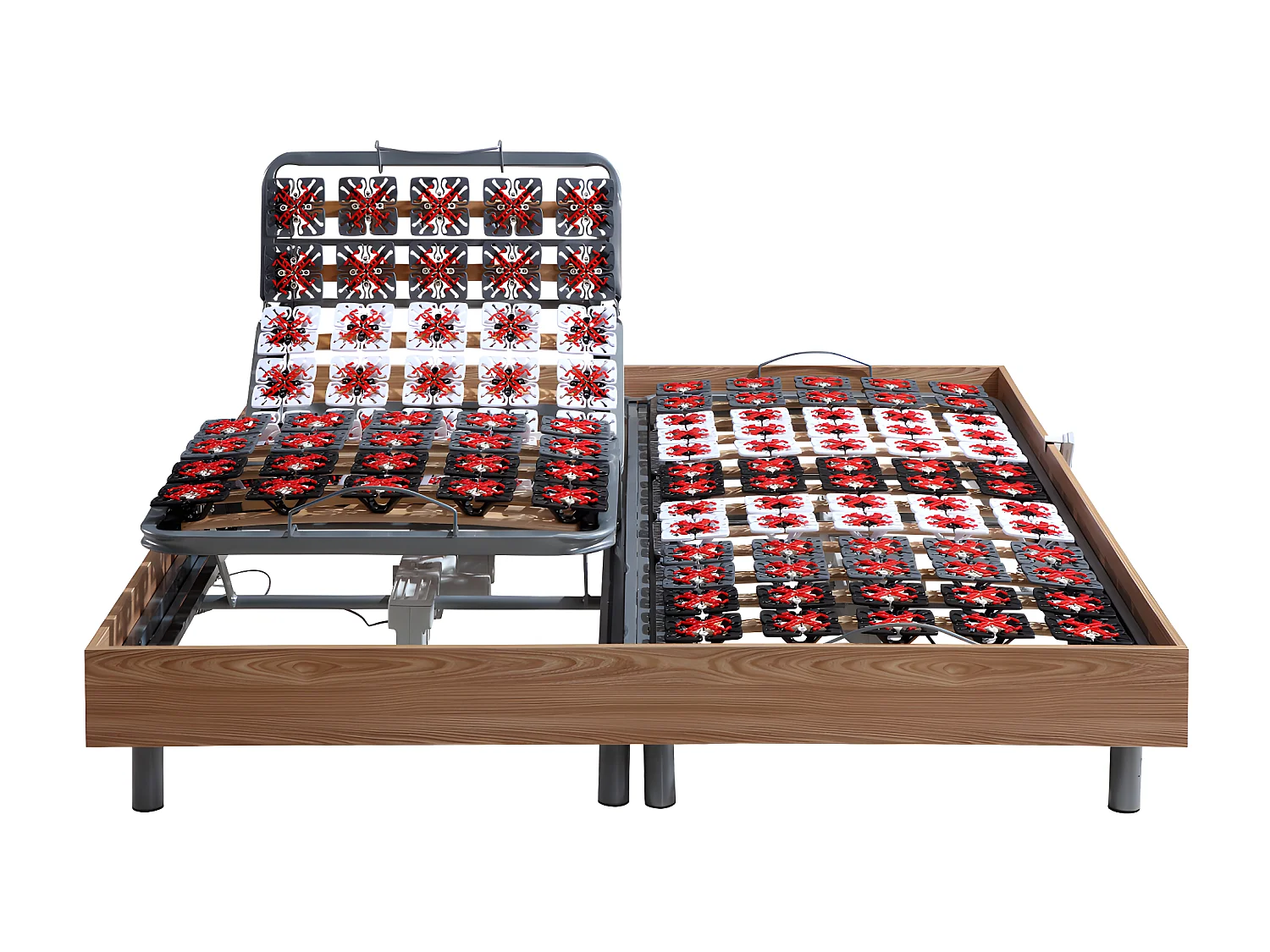 Lit électrique de relaxation tout plots + matelas accueil latex - 2 x 80 x 200 cm - Naturel clair - ETHER de DREAMEA