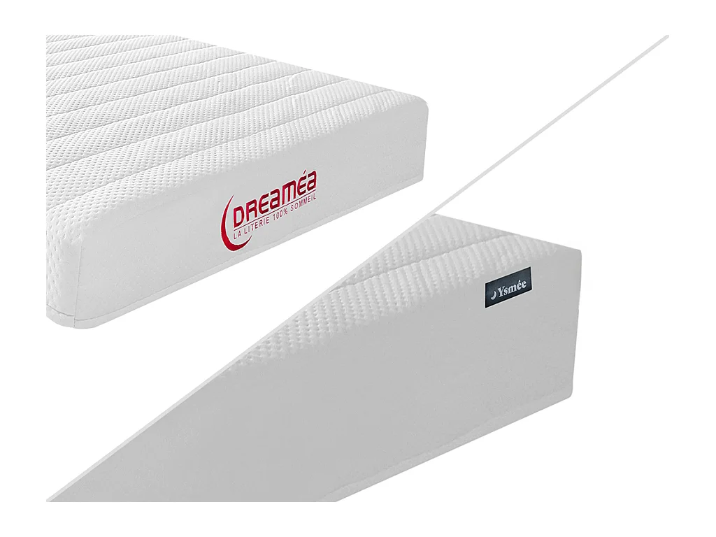 Lit électrique de relaxation tout plots + matelas accueil latex - 2 x 80 x 200 cm - Naturel clair - ETHER de DREAMEA