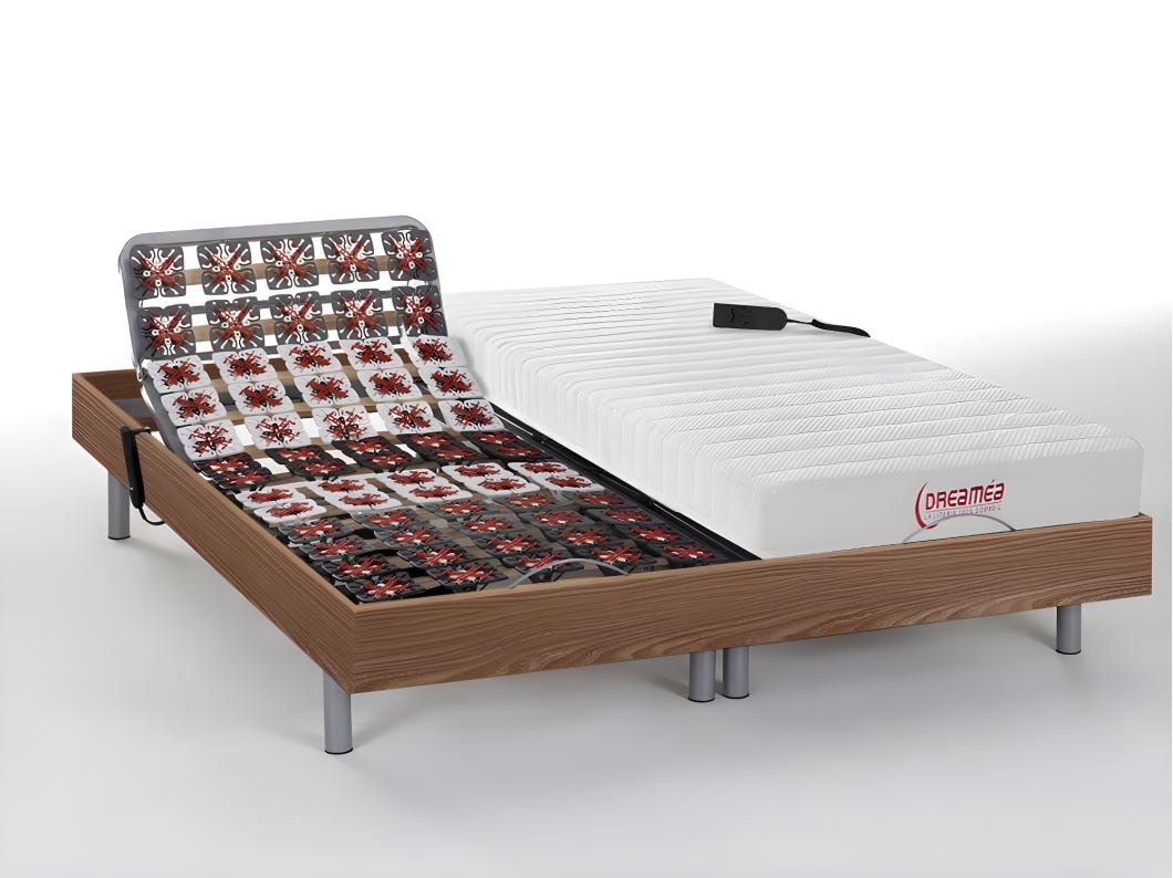 Letto relax elettrico sole sosp. materasso accoglienza Lattice  2x80x200cm  Naturale chiaro - ETHER di DREAMEA