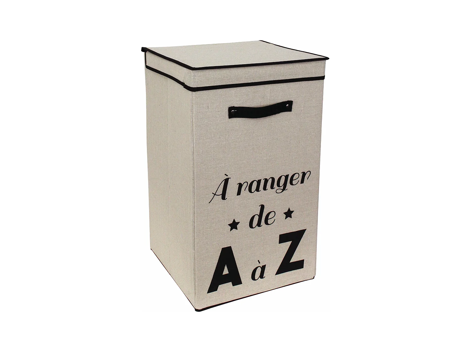 Panier à linge cartonnée avec couvercle 70L beige A ranger de A à Z