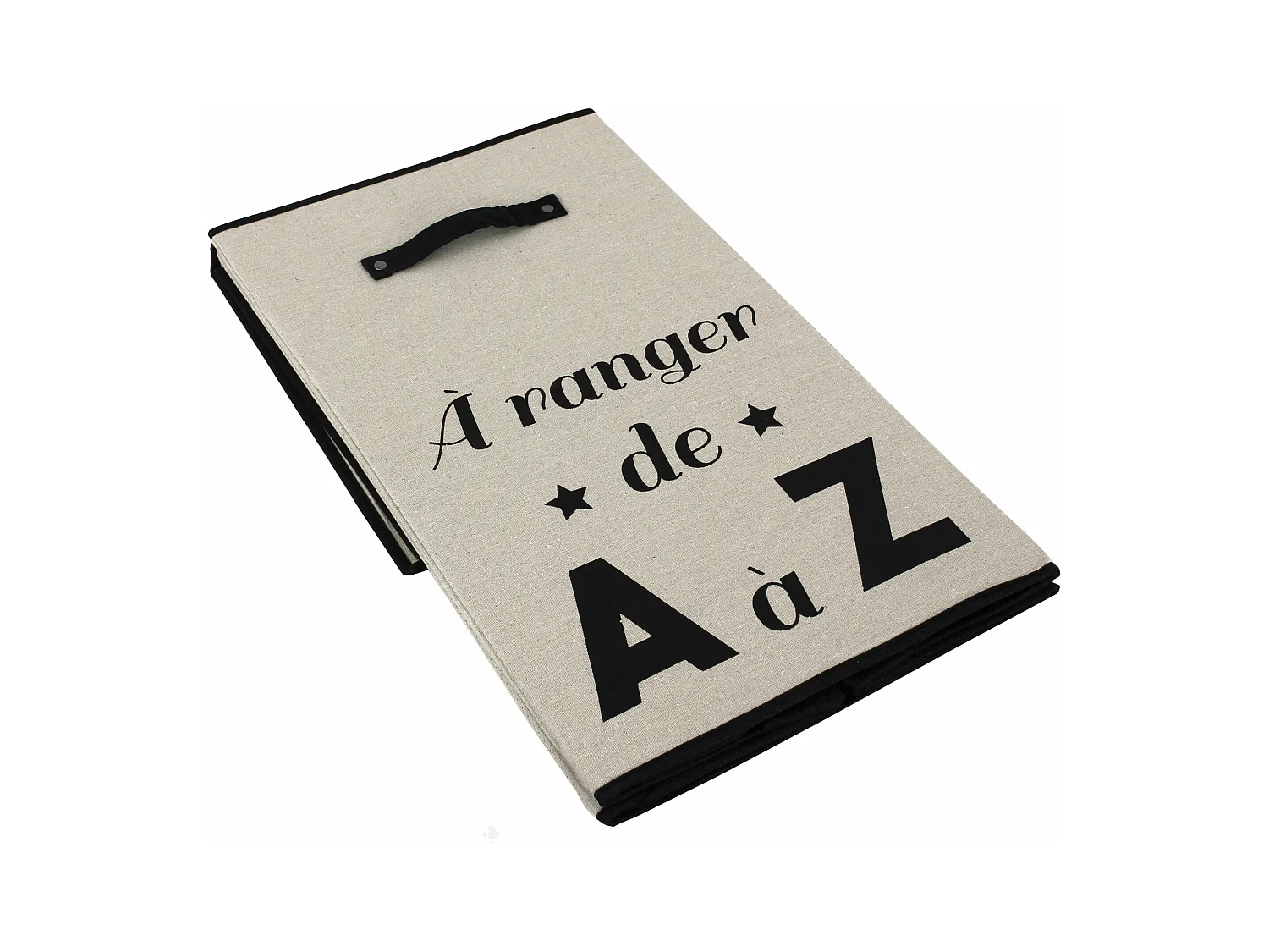 Panier à linge cartonnée avec couvercle 70L beige A ranger de A à Z