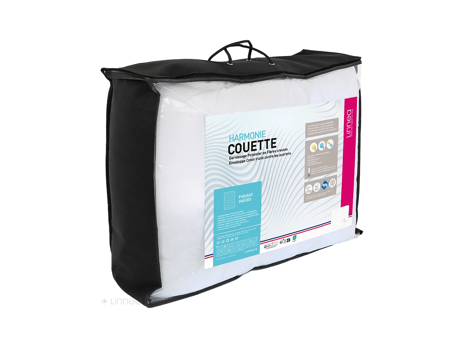 Couette 4 saisons 200x200 cm HARMONIE garnissage fibre polyester 150+300 = 450 g/m2