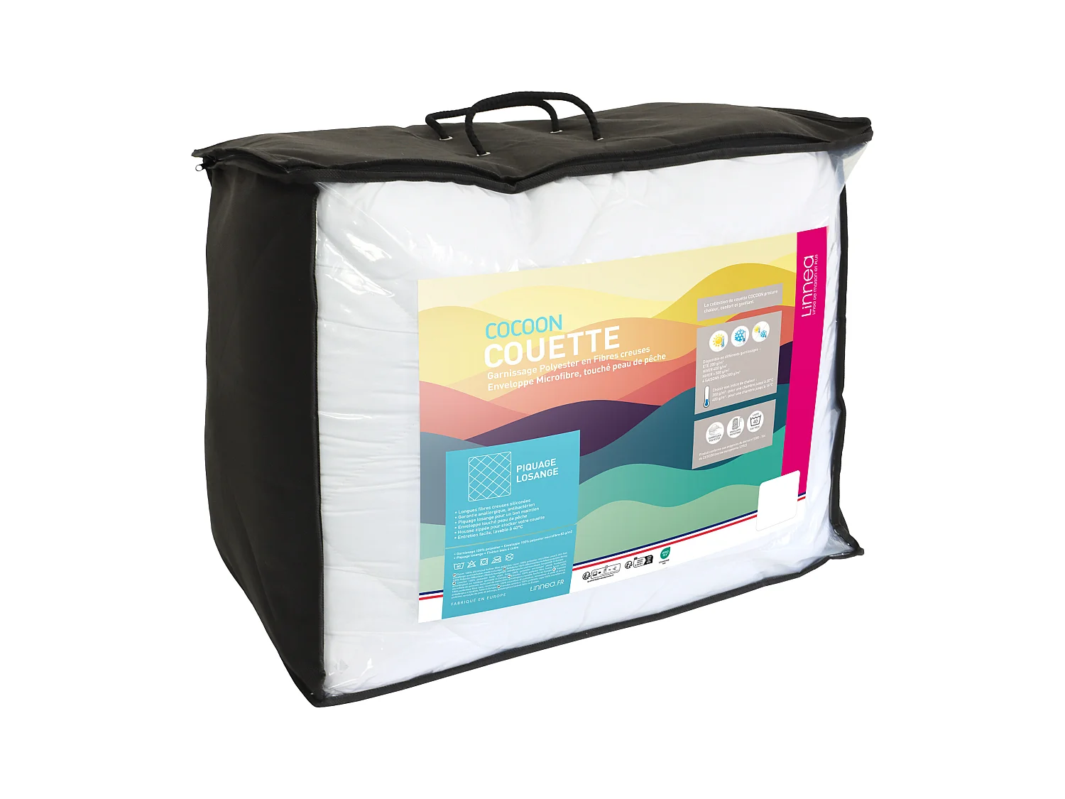 Couette 4 saisons 200x200 cm COCOON garnissage fibre polyester 200+300 = 500 g/m2