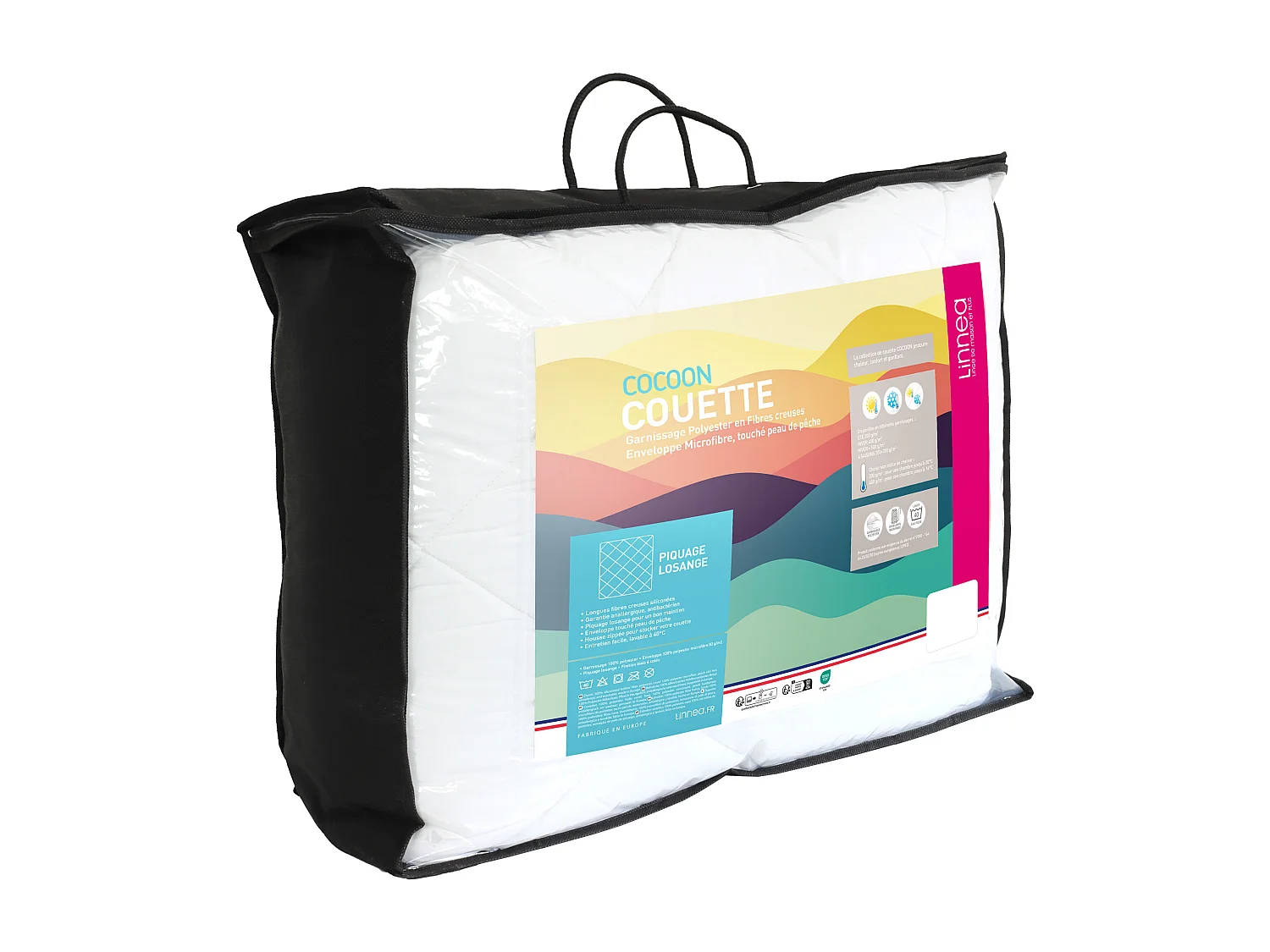 Couette 4 saisons 140x200 cm COCOON garnissage fibre polyester 200+300 = 500 g/m2