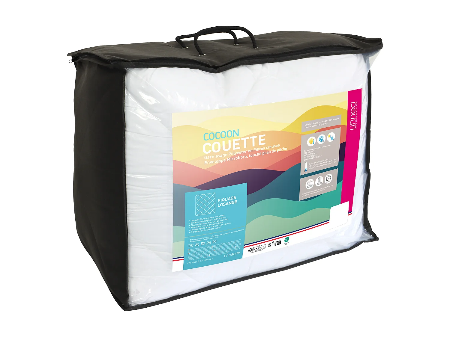 Couette 4 saisons 240x220 cm COCOON garnissage fibre polyester 200+300 = 500 g/m2