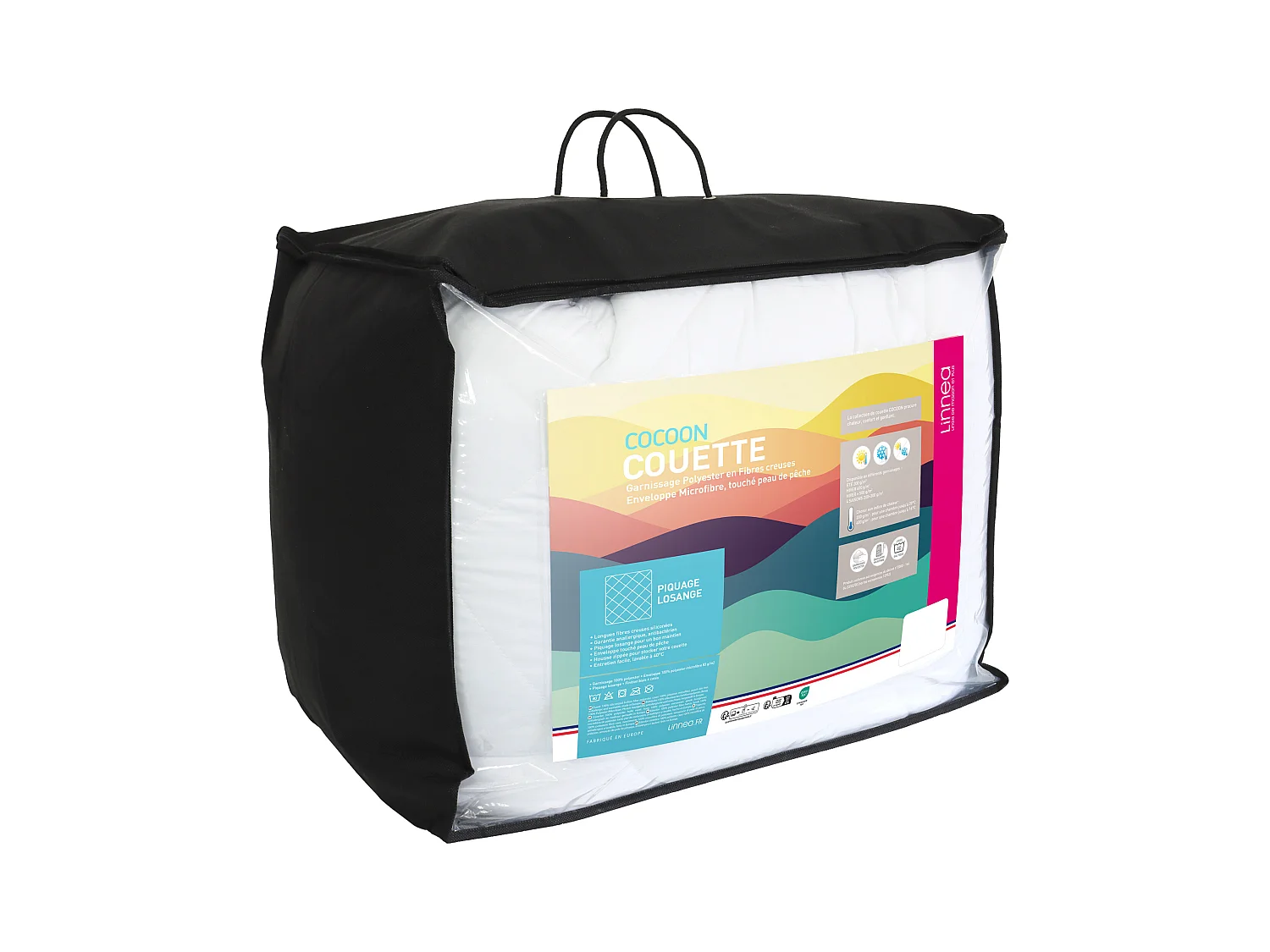 Couette 4 saisons 260x240 cm COCOON garnissage fibre polyester 200+300 = 500 g/m2