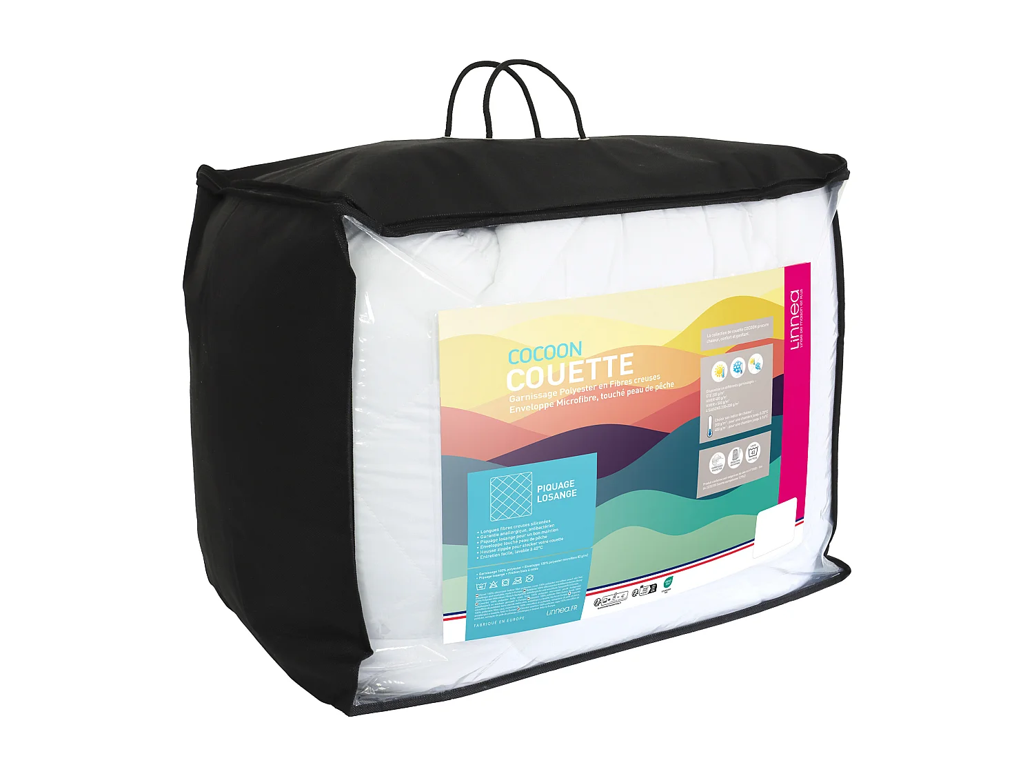 Couette 4 saisons 260x240 cm COCOON garnissage fibre polyester 200+300 = 500 g/m2