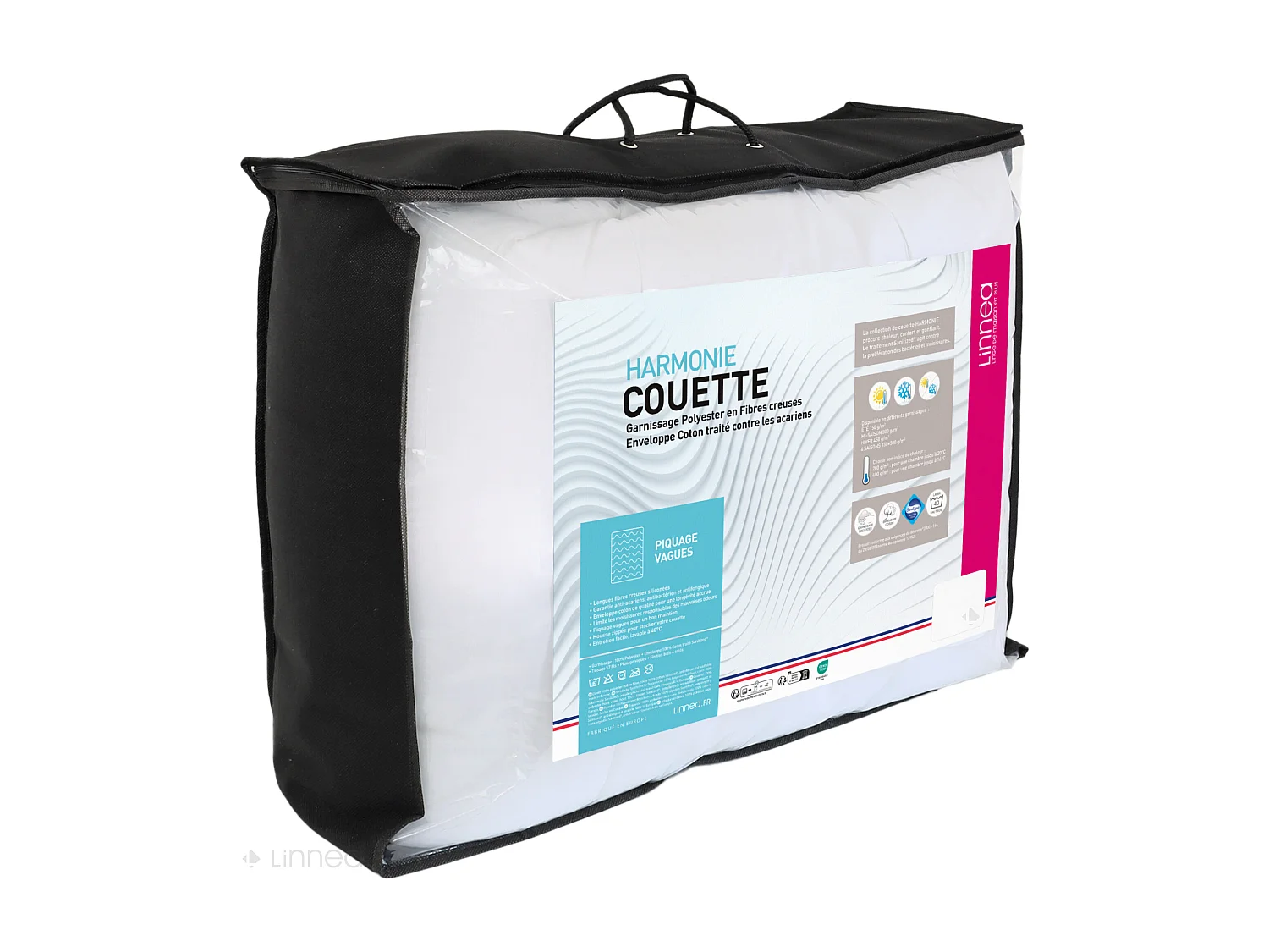 Couette 4 saisons 140x200 cm HARMONIE garnissage fibre polyester 150+300 = 450 g/m2