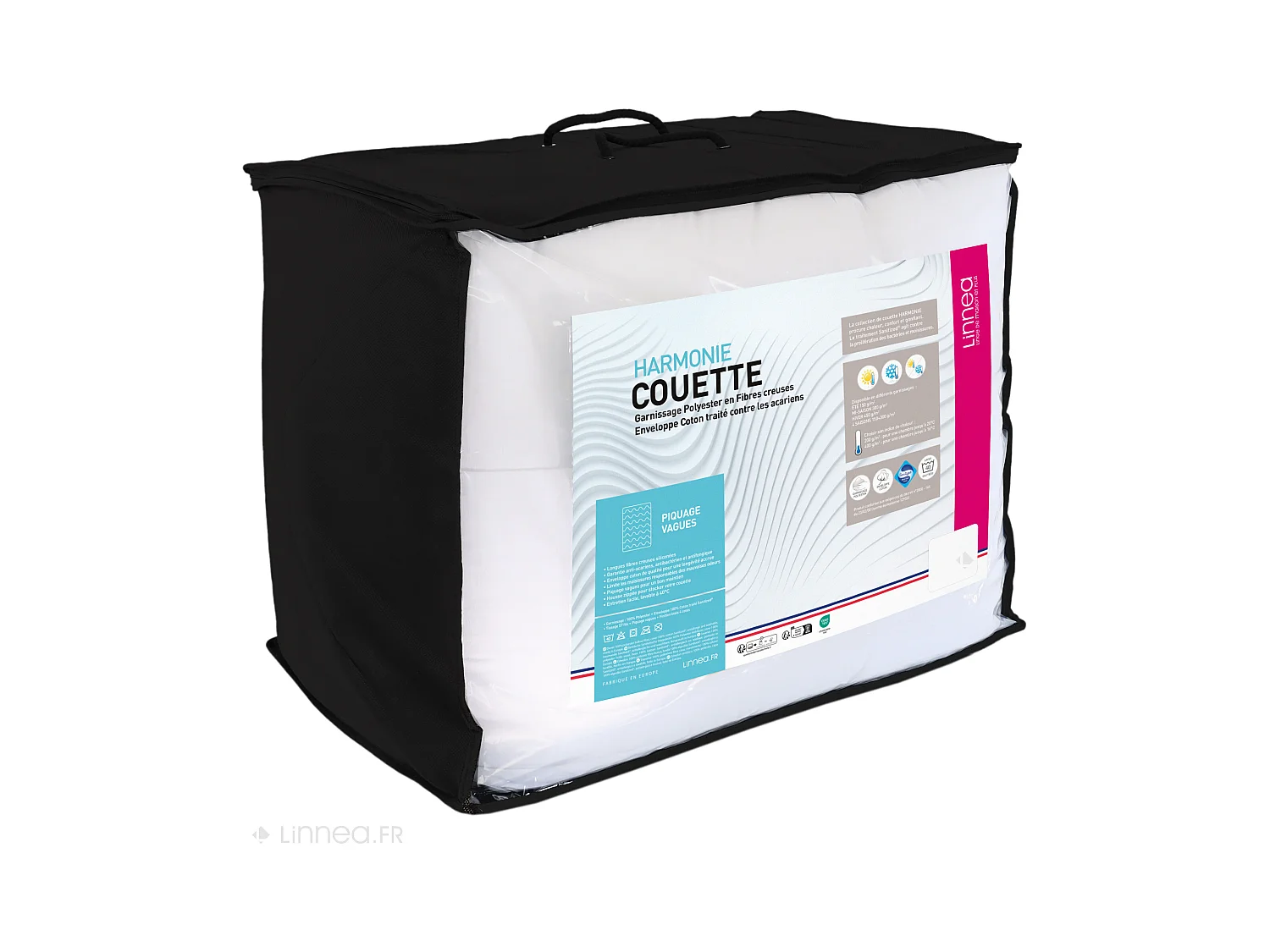 Couette 4 saisons 240x220 cm HARMONIE garnissage fibre polyester 150+300 = 450 g/m2