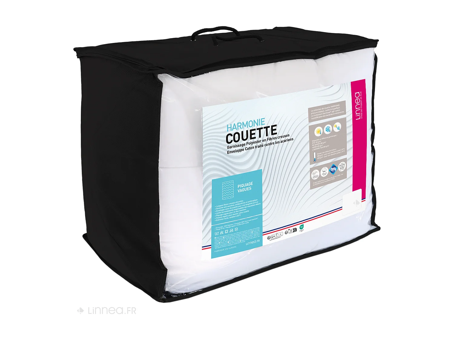 Couette 4 saisons 240x220 cm HARMONIE garnissage fibre polyester 150+300 = 450 g/m2