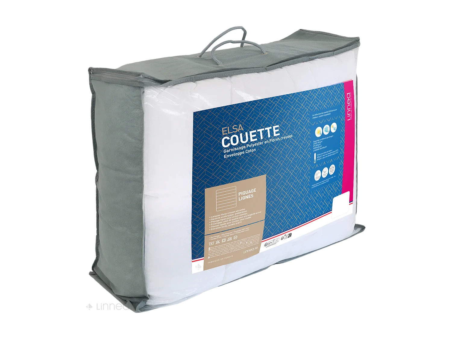 Couette 260x240 cm été ELSA garnissage fibre polyester 200 g/m2