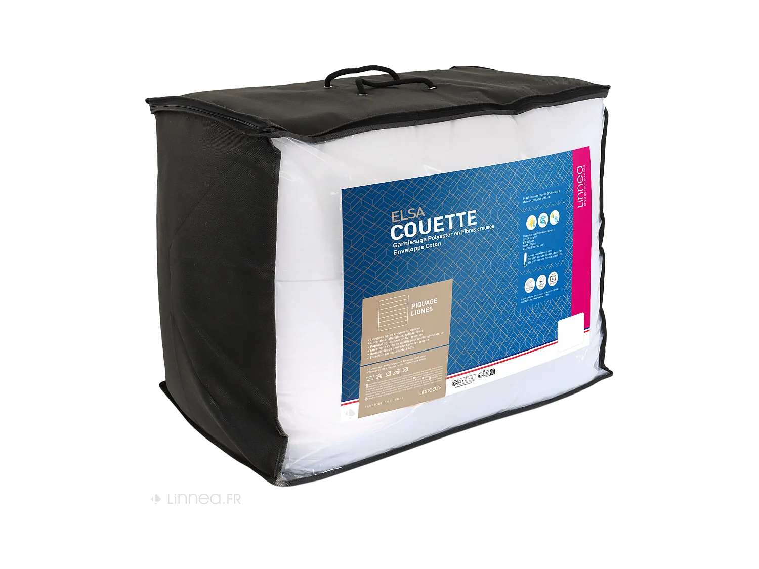 Couette 260x240 cm 4 saisons ELSA garnissage fibre polyester 200+300 = 500 g/m2