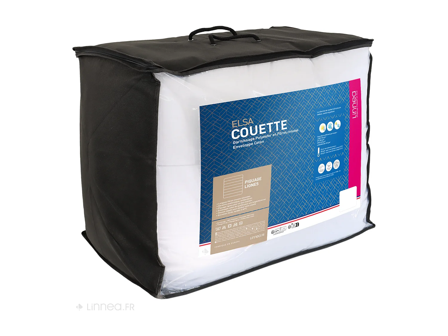 Couette 260x240 cm 4 saisons ELSA garnissage fibre polyester 200+300 = 500 g/m2