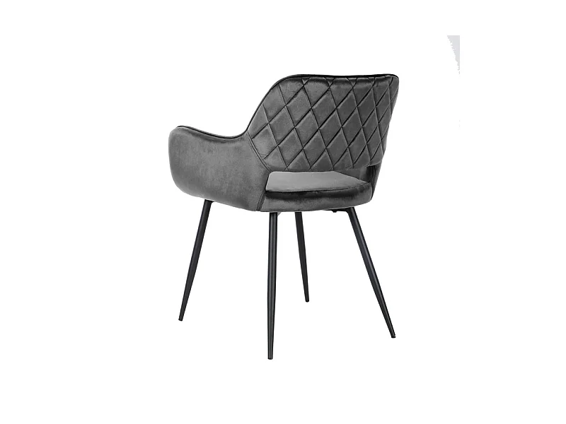 Chaise en velours gris anthracite avec dossier capitonné - ARON