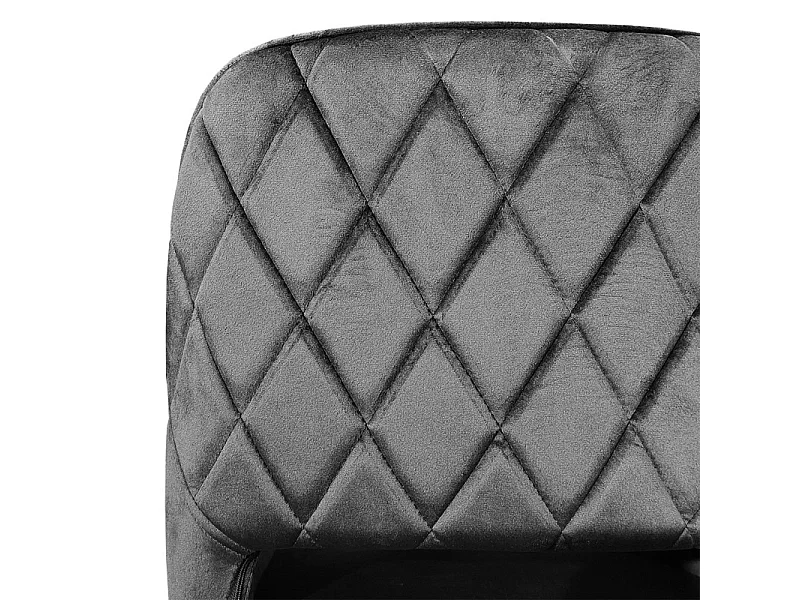 Chaise en velours gris anthracite avec dossier capitonné - ARON