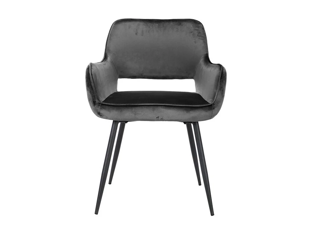 Lot de 2 chaises en velours gris anthracite dossier capitonné - ARON