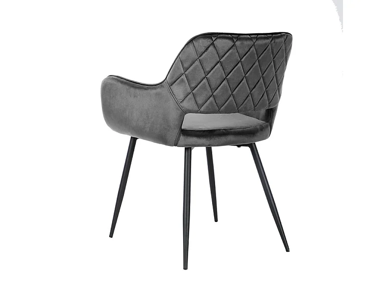 Lot de 2 chaises en velours gris anthracite dossier capitonné - ARON
