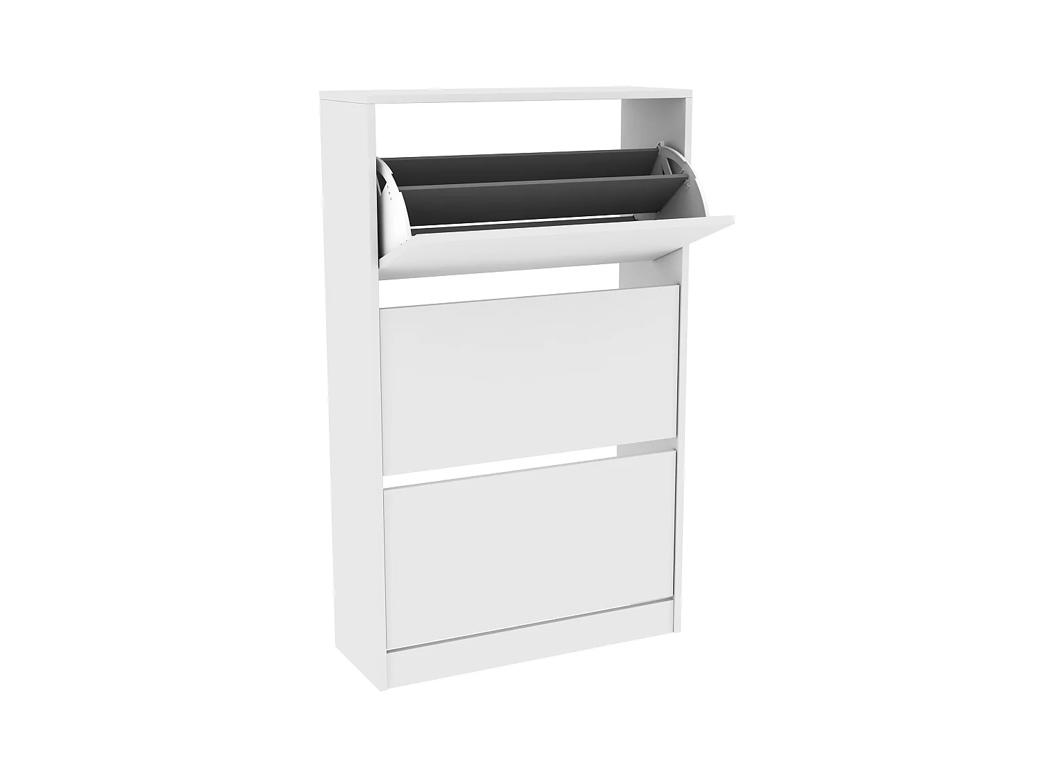 Commode à chaussures de 3 abattants coloris Blanc - longueur 73 x profondeur 26 x hauteur 119 cm