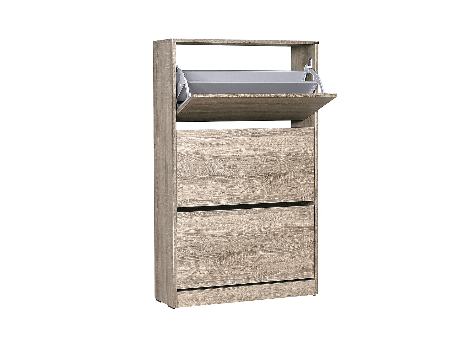 Commode à chaussures de 3 abattants coloris Chêne Cambrian - longueur 73 x profondeur 26 x hauteur 119 cm