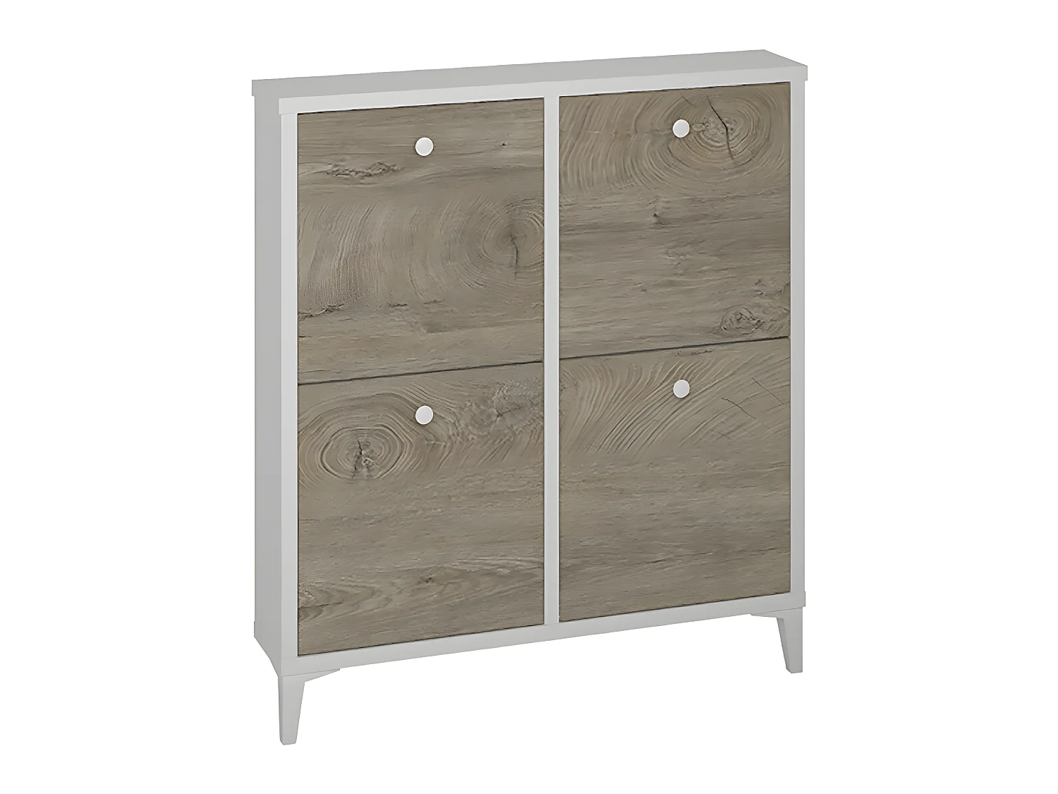 Commode Meuble à chaussures coloris chêne / blanc - Longueur 90 x Hauteur 100 x Profondeur 20 cm