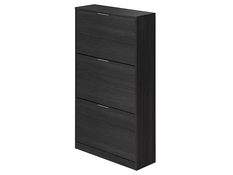 Meuble à chaussures coloris gris en mélamine - Longueur 75 x Profondeur 24 x Hauteur 128 cm