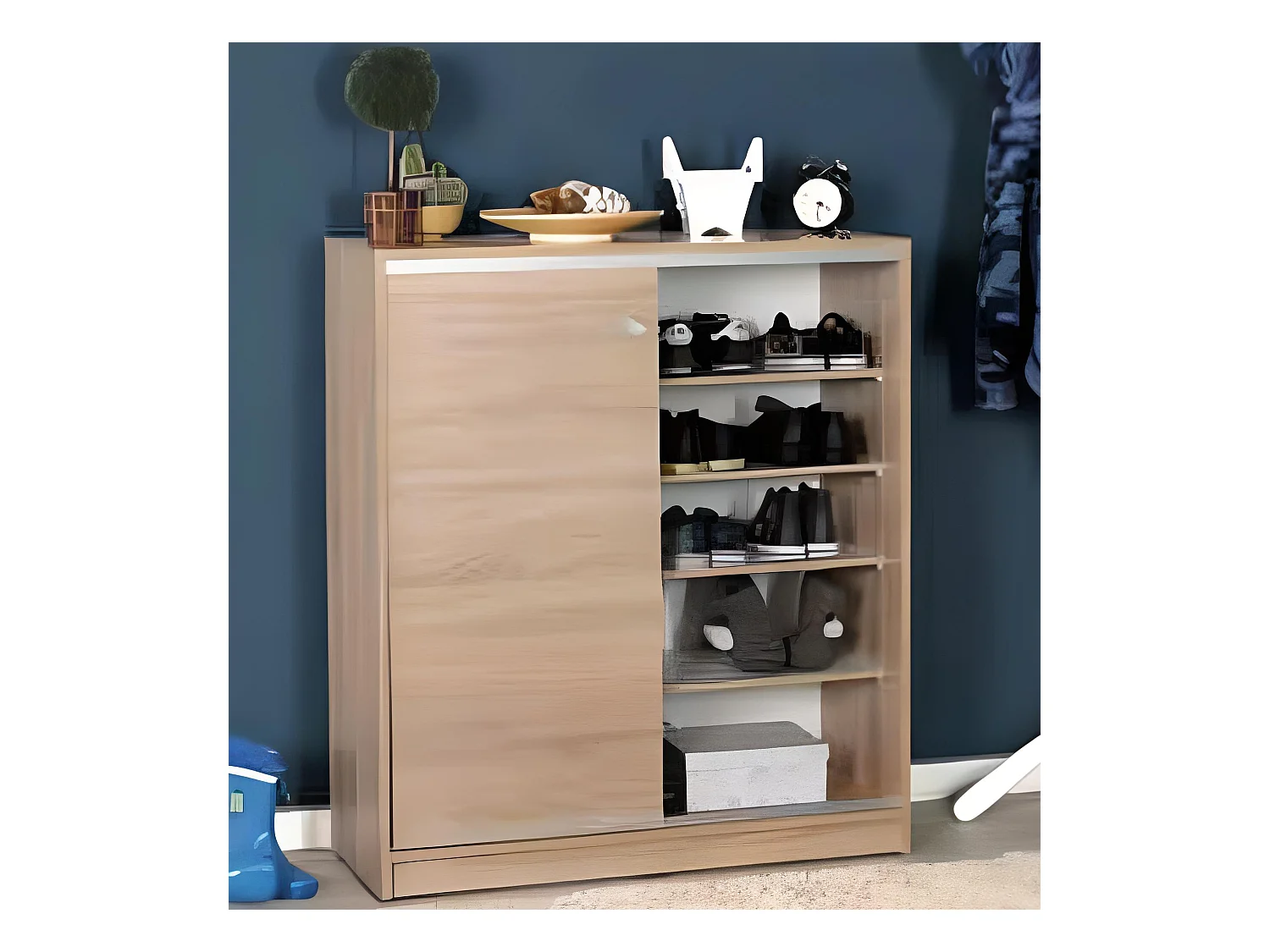 Armoire à chaussures de 2 portes coulissantes coloris Chêne Cambrian - Longueur 91 x profondeur 37 x hauteur 105 cm