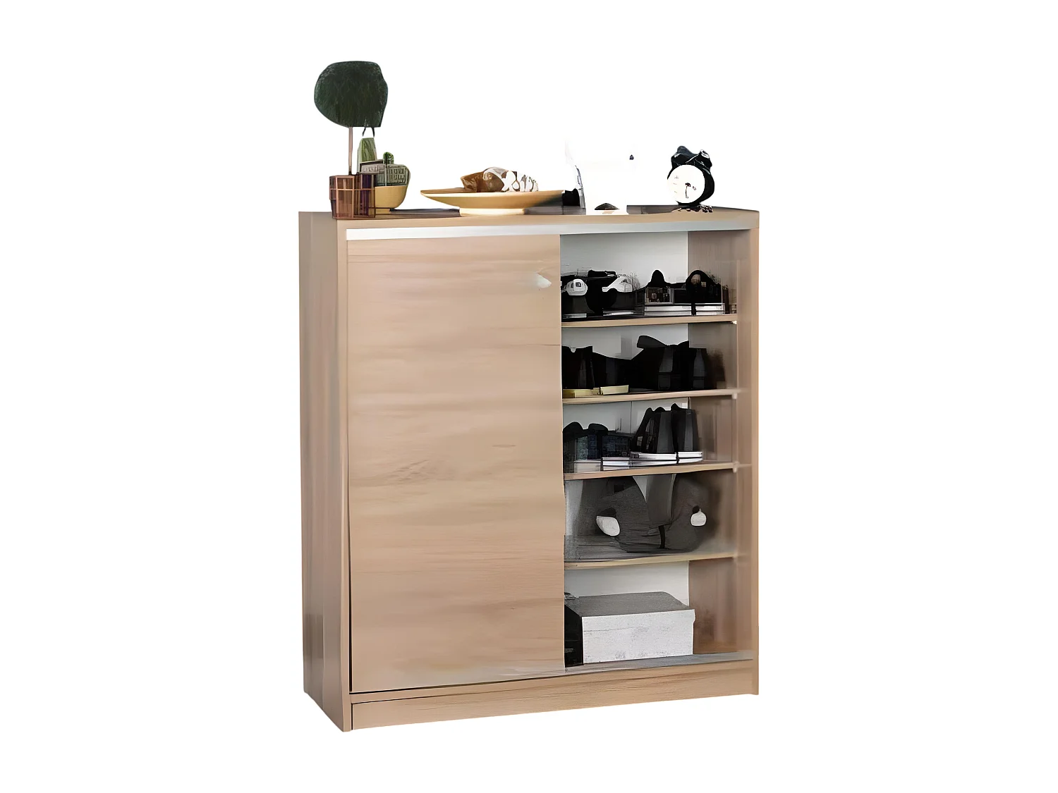 Armoire à chaussures de 2 portes coulissantes coloris Chêne Cambrian - Longueur 91 x profondeur 37 x hauteur 105 cm