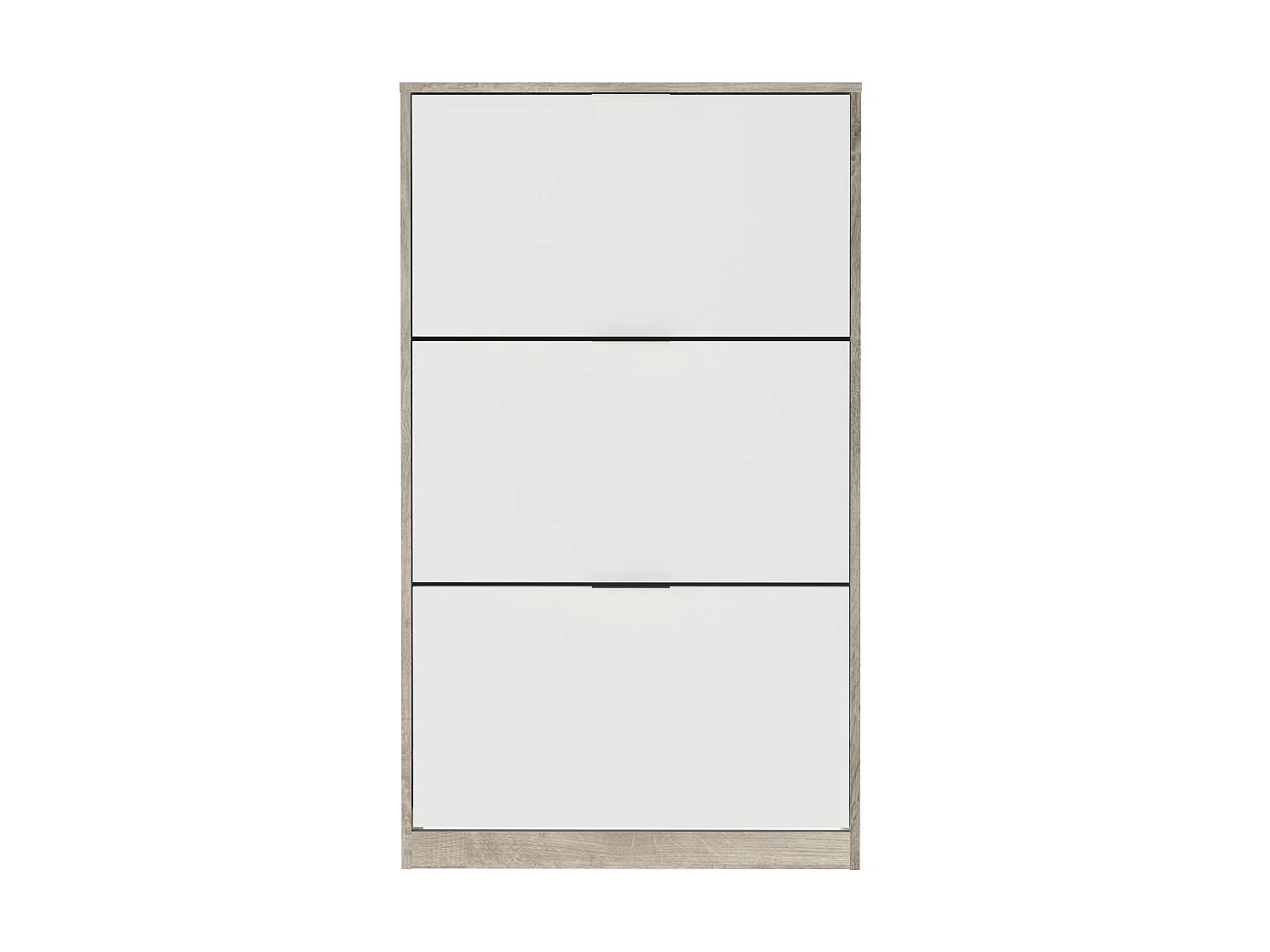 Commode Meuble à chaussures avec 3 portes en mélamine chêne/blanc