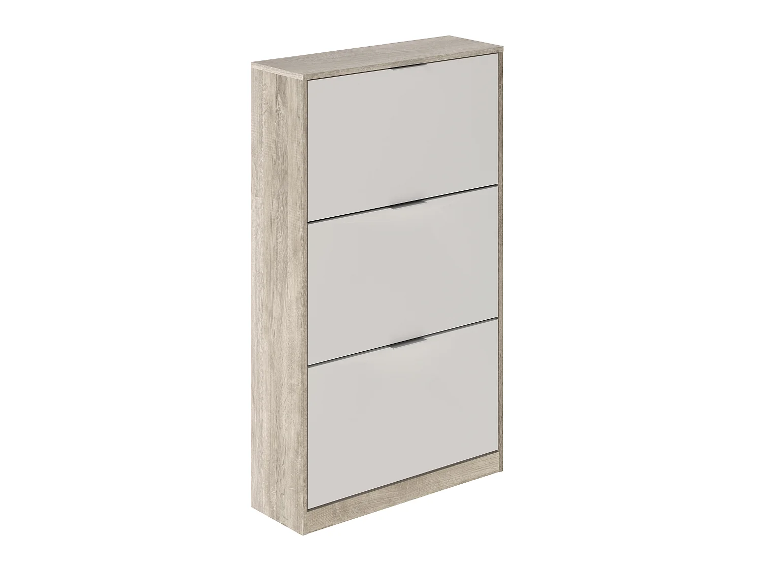 Commode Meuble à chaussures avec 3 portes en mélamine chêne/blanc