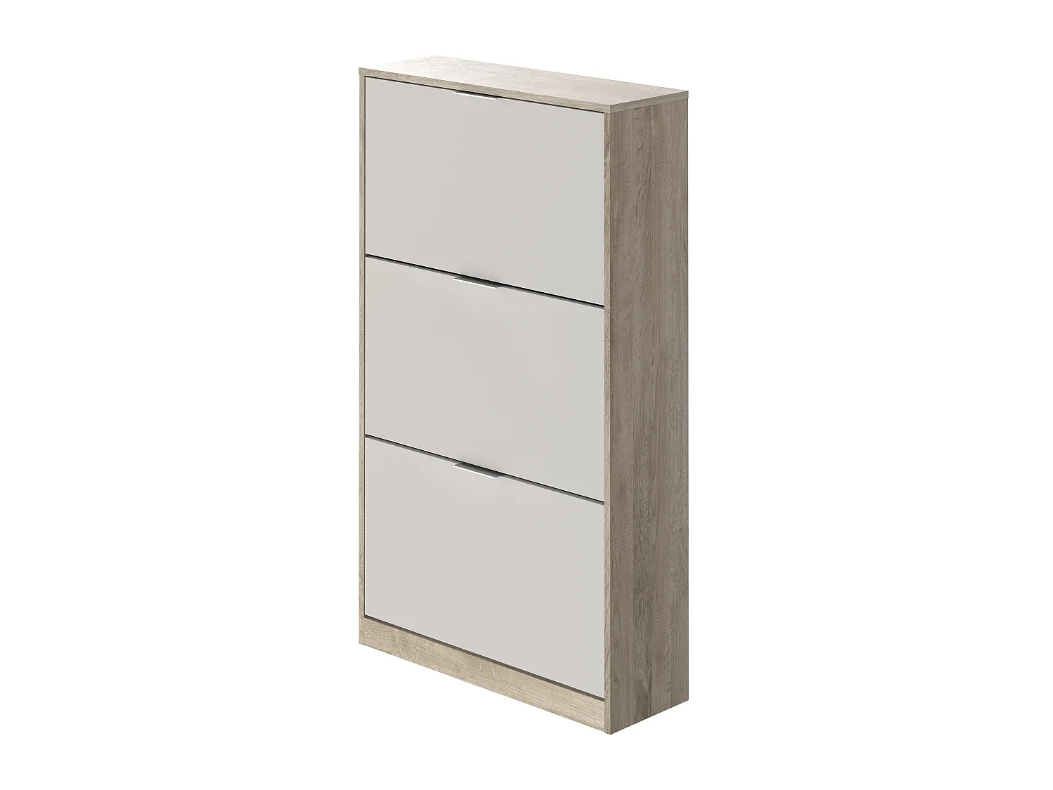 Commode Meuble à chaussures avec 3 portes en mélamine chêne/blanc