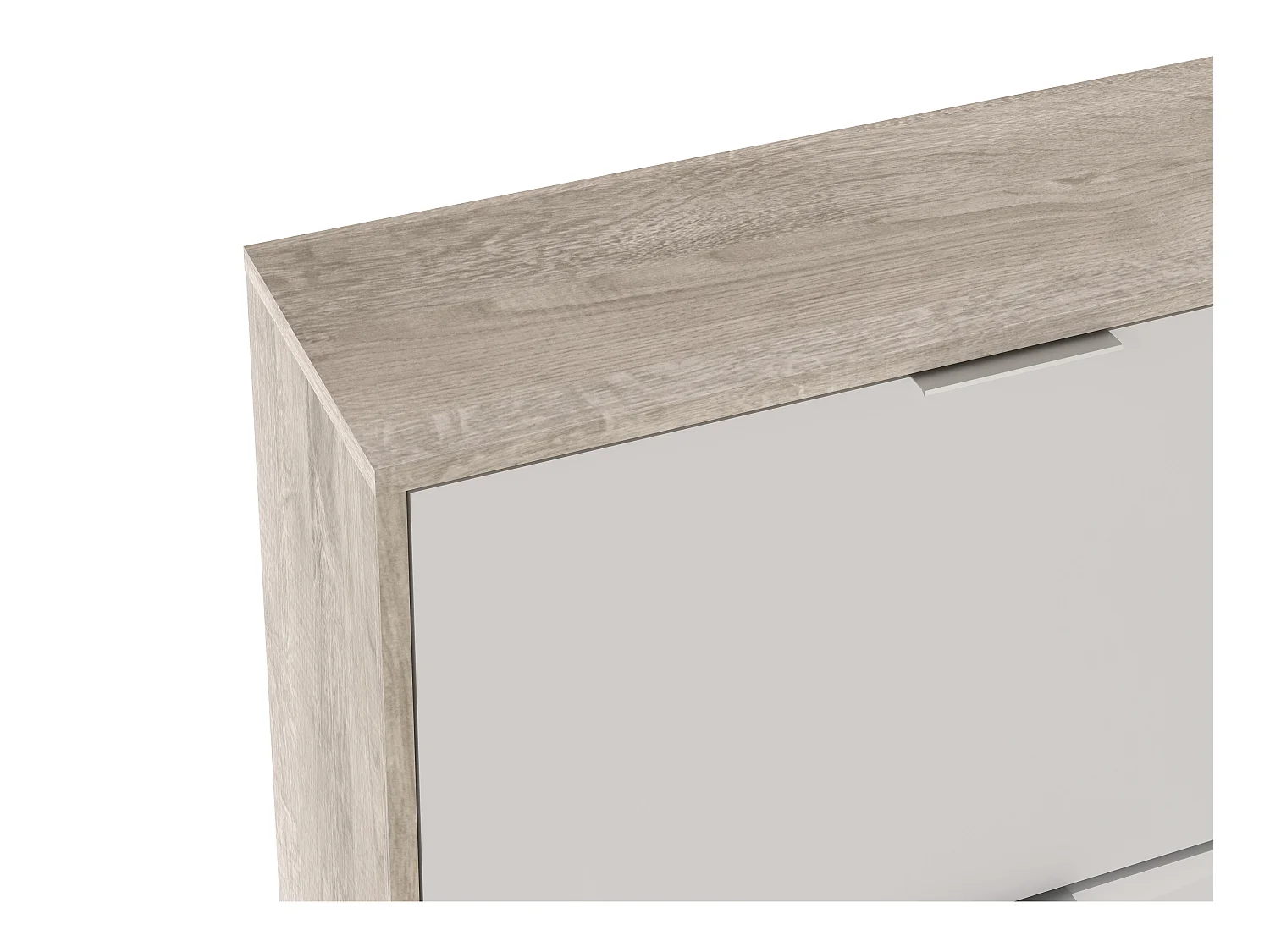 Commode Meuble à chaussures avec 3 portes en mélamine chêne/blanc