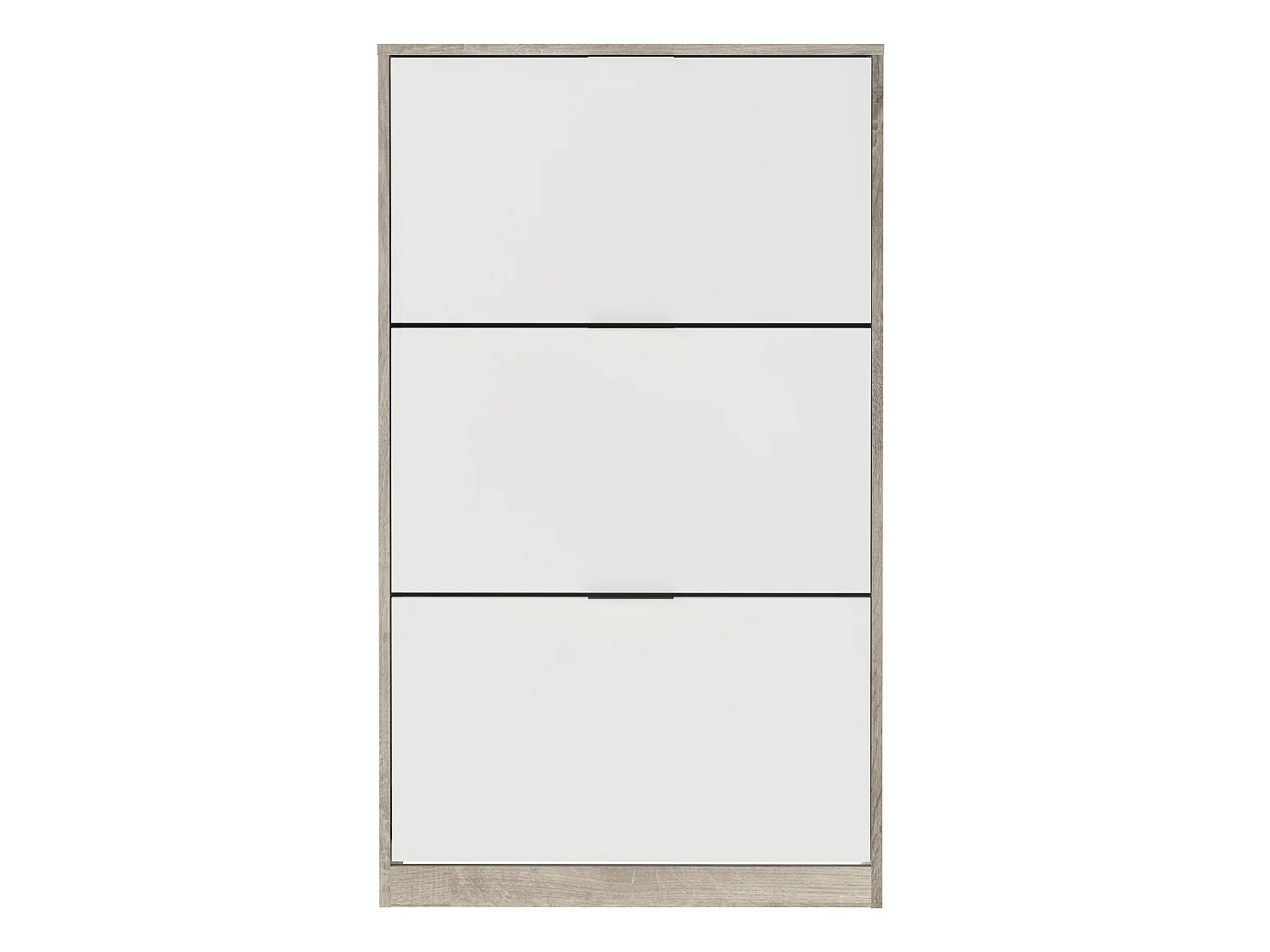Commode Meuble à chaussures avec 3 portes en mélamine chêne/blanc