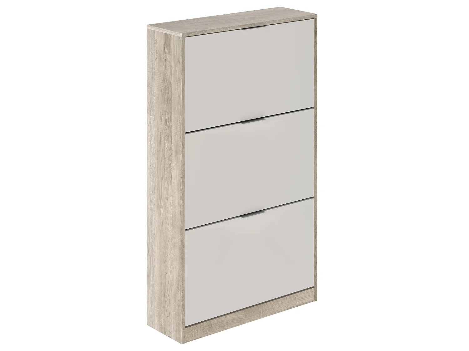 Commode Meuble à chaussures avec 3 portes en mélamine chêne/blanc