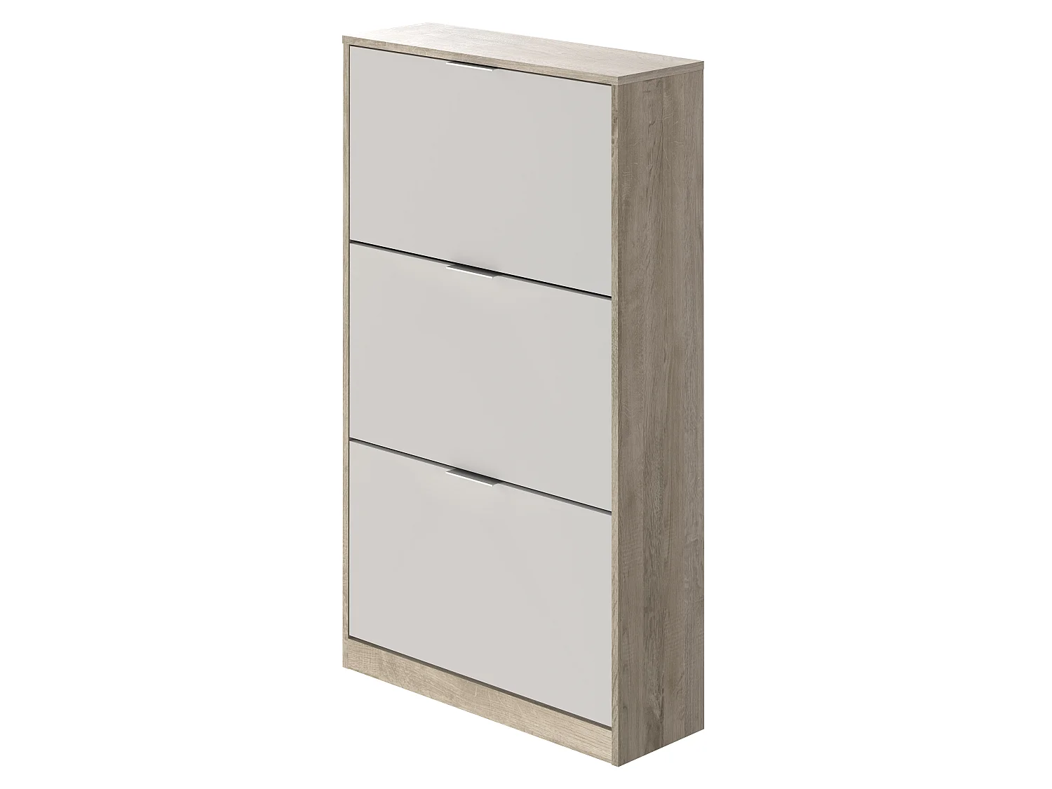 Commode Meuble à chaussures avec 3 portes en mélamine chêne/blanc