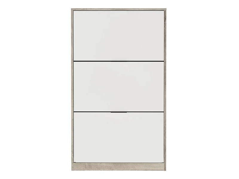 Commode Meuble à chaussures avec 3 portes en mélamine chêne/blanc