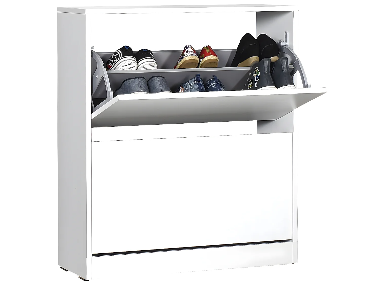 Commode à chaussures de 2 abattants coloris Blanc - longueur 73 x profondeur 26 x hauteur 84 cm